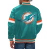 Miami dolphins home game satin varsity jacket aqua