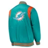 Miami dolphins prime time full snap satin varsity jacket aqua