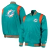 Miami dolphins prime time full snap satin varsity jacket aqua 2