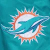 Miami dolphins prime time full snap satin varsity jacket aqua 3