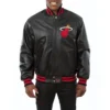 Miami heat genuine leather varsity jacket black 1