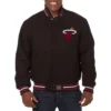 Miami heat handmade wool varsity jacket black 1