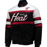 Miami Heat Hardwood Classics Script Black Satin Jacket