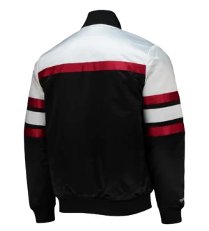 Miami heat hardwood classics script full snap black satin varsity jacket 2