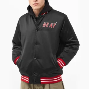 Miami heat heavyweight black bomber jacket