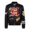 Miami heat jeff hamilton full leather puffer old english jacket black 1