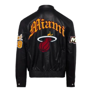 Miami heat jeff hamilton full leather puffer old english jacket black 2