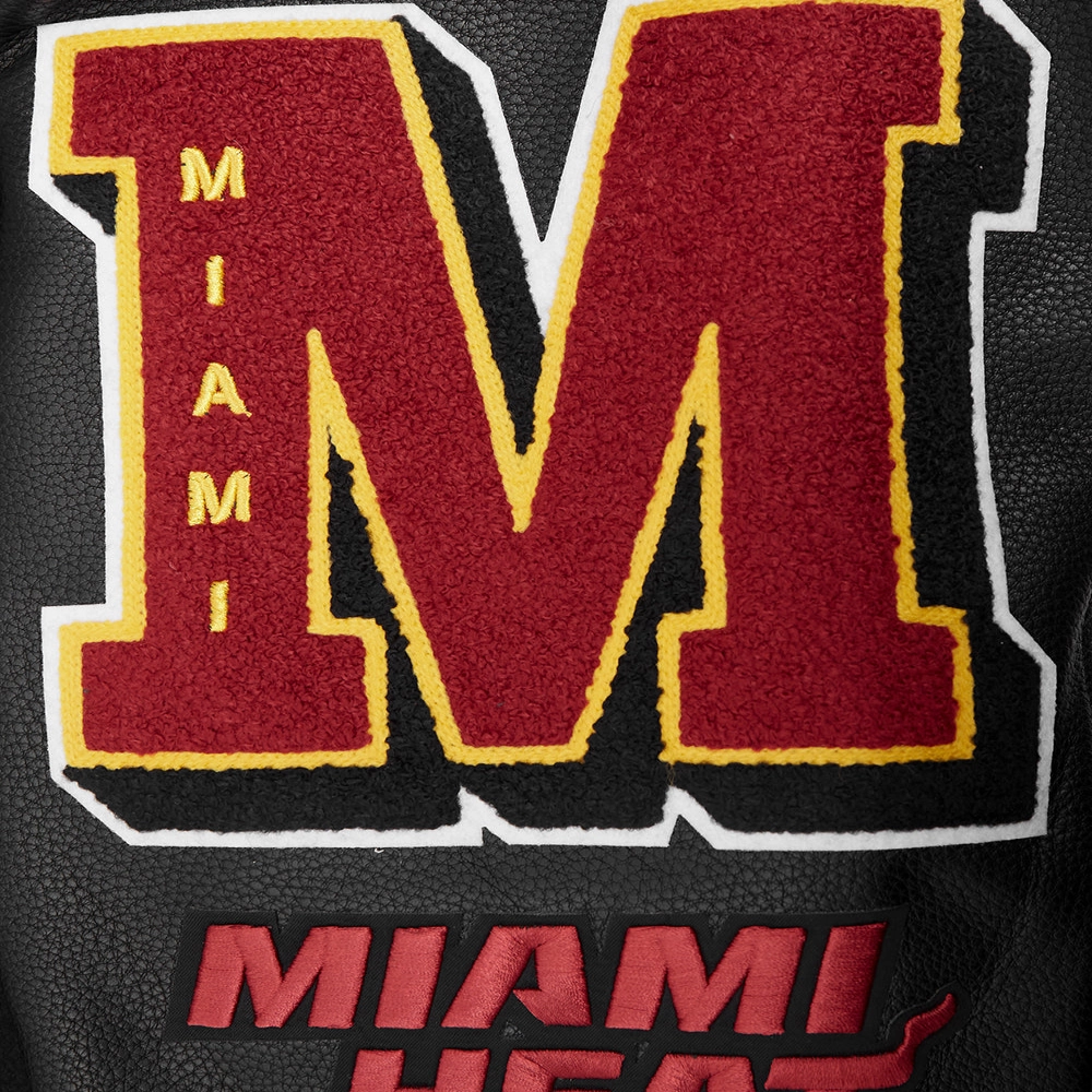 Miami heat mashup wool leather varsity jacket black 3 1