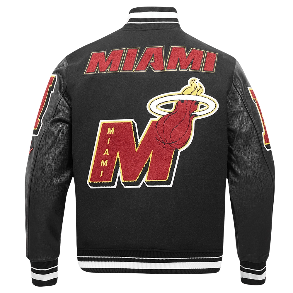 Miami heat mashup wool leather varsity jacket black 7 1
