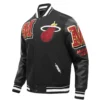 Miami heat mashup wool leather varsity jacket black 8 1