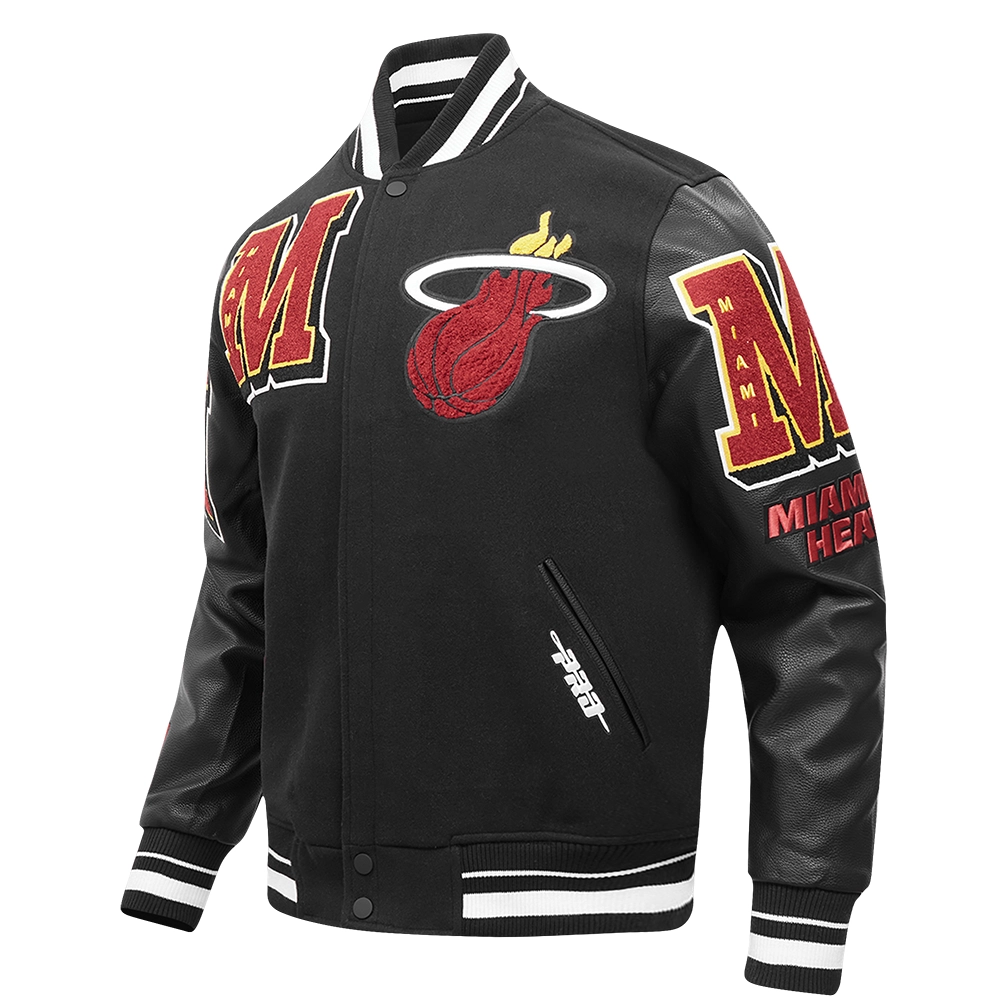 Miami heat mashup wool leather varsity jacket black 8 1