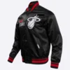 Miami heat pro standard chest heat culture black satin varsity jacket 1