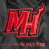 Miami heat pro standard chest heat culture black satin varsity jacket 8