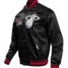 Miami heat pro standard city edition full snap black satin varsity jacket 1