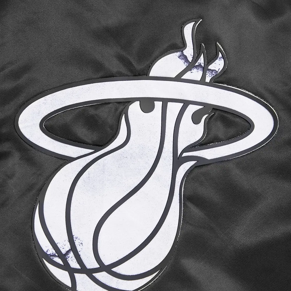 Miami heat pro standard city edition full snap black satin varsity jacket 3