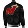 Miami heat pro standard mash up capsule full snap black satin varsity jacket 2