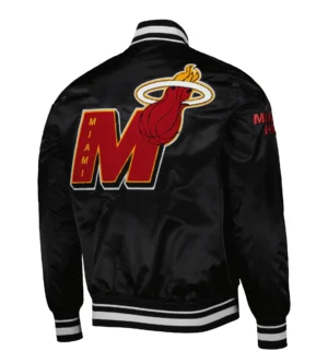 Miami heat pro standard mash up capsule full snap black satin varsity jacket 2