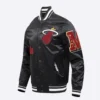 Miami heat pro standard old english black satin varsity jacket 1