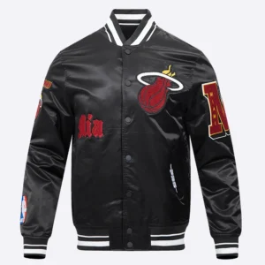Miami heat pro standard old english black satin varsity jacket 2