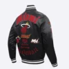 Miami heat pro standard old english black satin varsity jacket 3