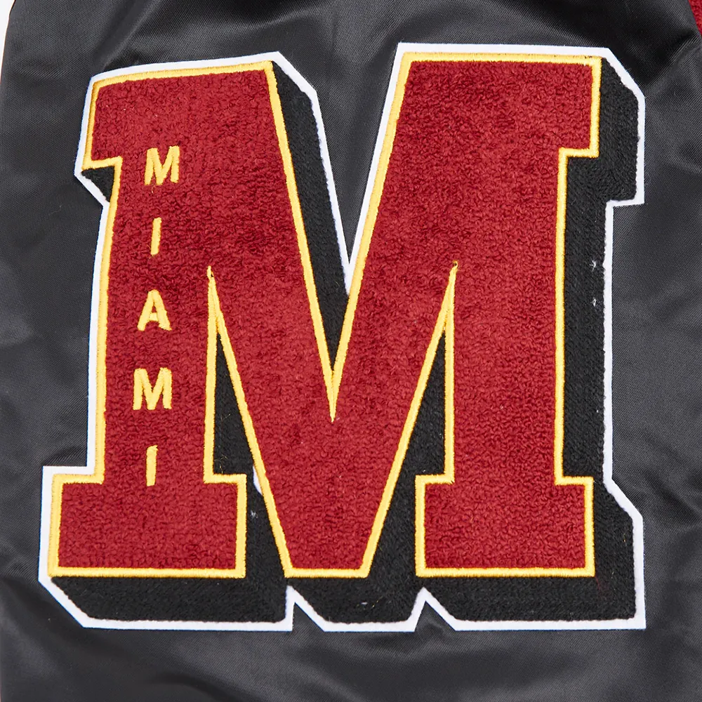 Miami heat pro standard old english black satin varsity jacket 5