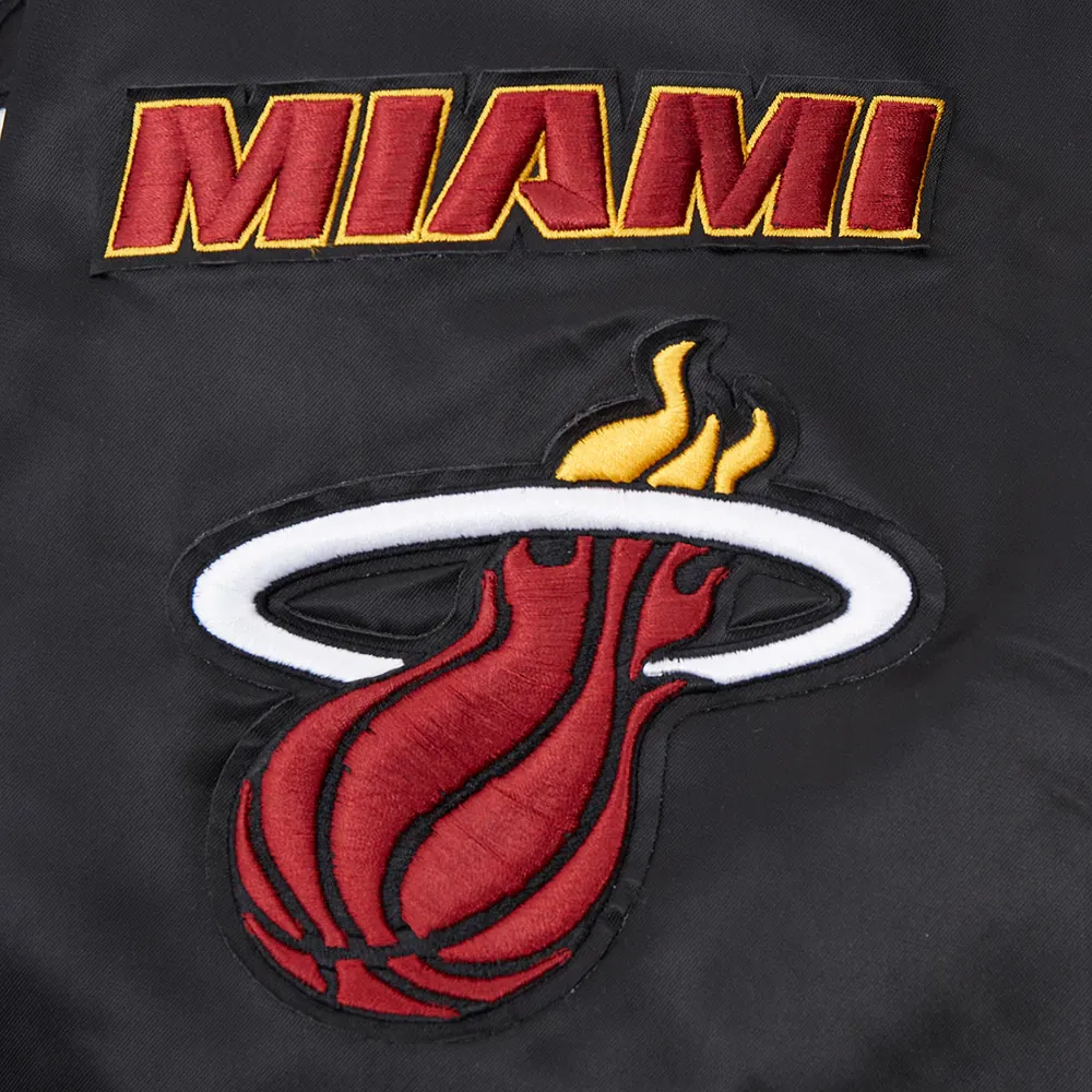 Miami heat pro standard old english black satin varsity jacket 6