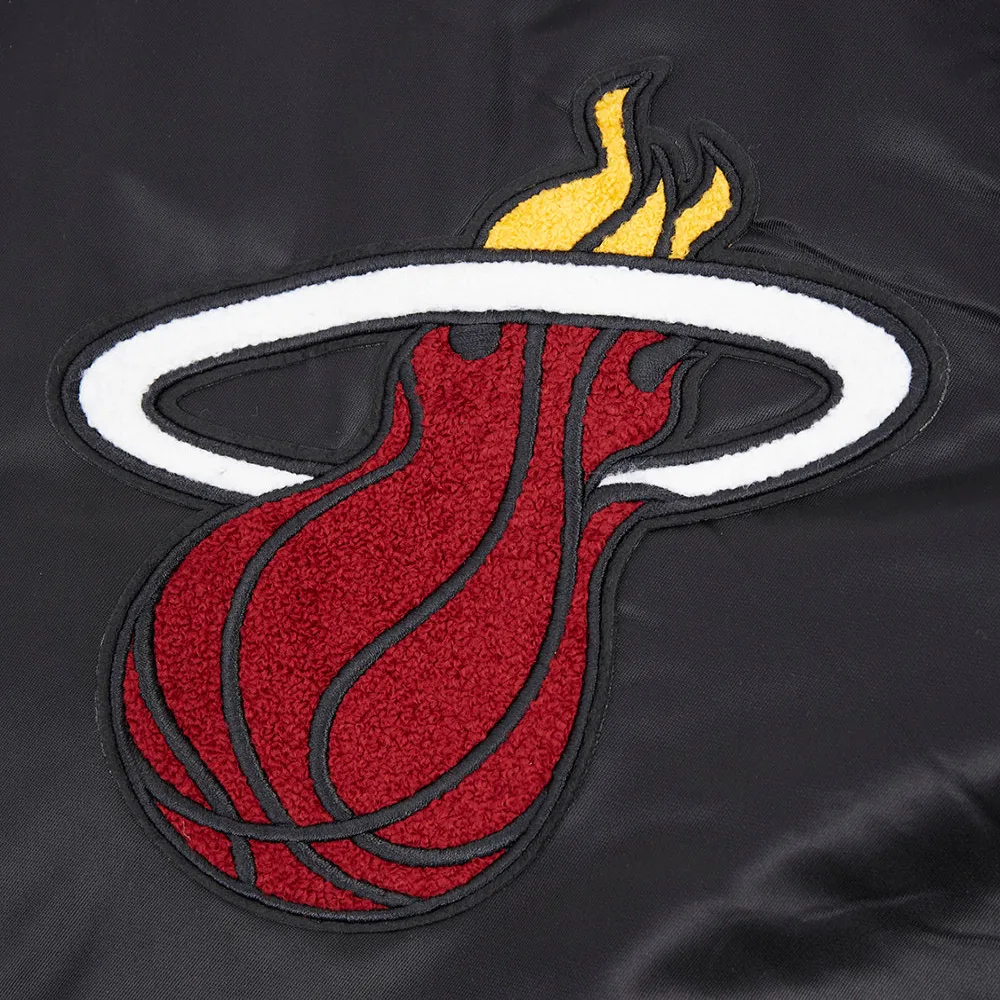 Miami heat pro standard old english black satin varsity jacket 7