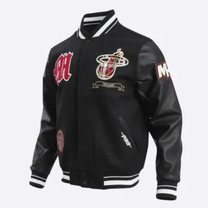 Miami heat pro standard pro prep black varsity jacket 1