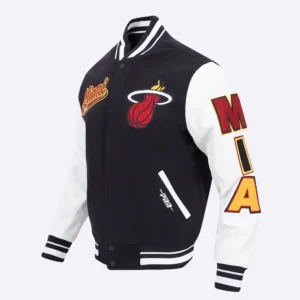 Miami heat pro standard script tail wool and leather varsity jacket 1