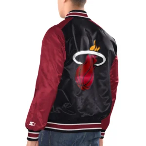 Miami heat renegade satin varsity jacket black red 2