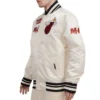 Miami heat retro classic full snap satin varsity jacket cream 2