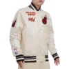 Miami heat retro classic full snap satin varsity jacket cream 3