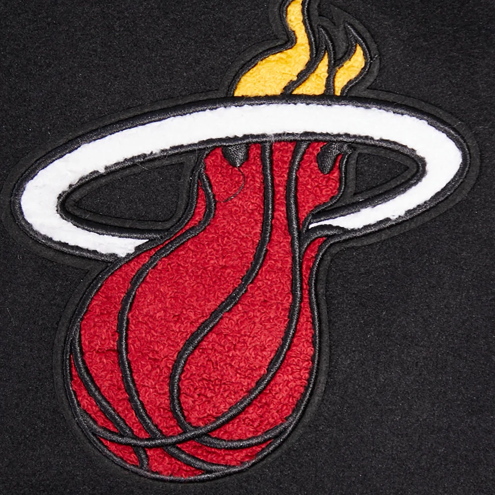 Miami heat script tail wool leather varsity jacket black 1
