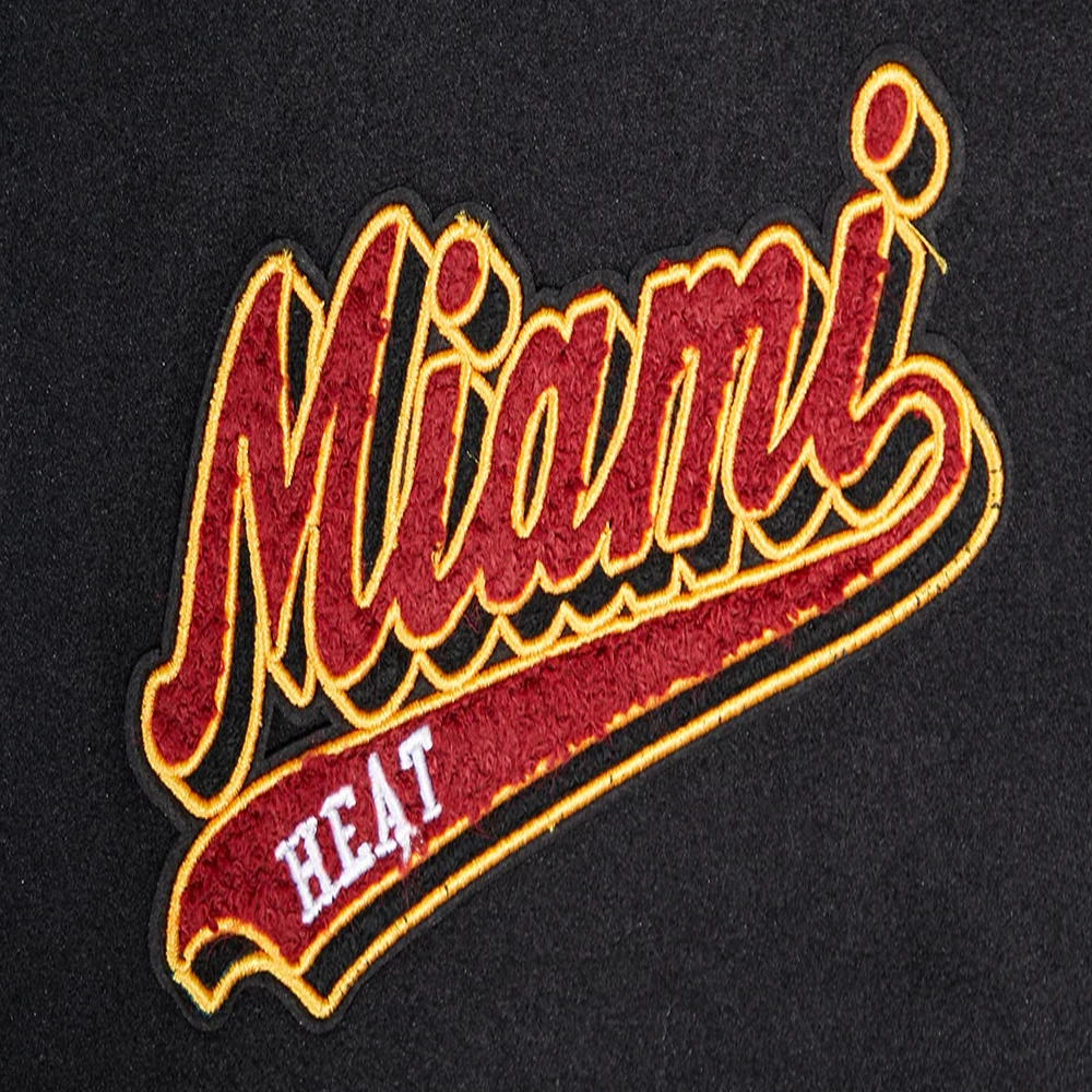 Miami heat script tail wool leather varsity jacket black 2