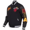 Miami heat script tail wool leather varsity jacket black 5