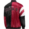 Miami heat starter 75th anniversary leader red blackcolor block satin varsity jacket 2