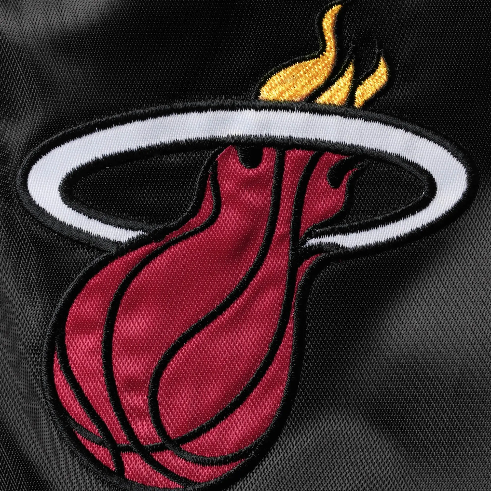 Miami heat starter 75th anniversary leader red blackcolor block satin varsity jacket 3