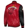 Miami heat starter fast break full snap satin black red varsity jacket 2