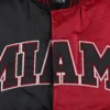 Miami heat starter fast break full snap satin black red varsity jacket 3