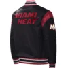 Miami heat starter force play full snap black satin varsity jacket 2