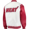 Miami heat starter renegade full snap satin white red varsity jacket 2