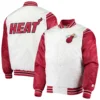 Miami heat starter renegade full snap satin white red varsity jacket 4