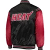 Miami heat starter the enforcer full snap black red satin varsity jacket 2