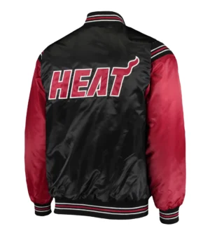 Miami heat starter the enforcer full snap black red satin varsity jacket 2