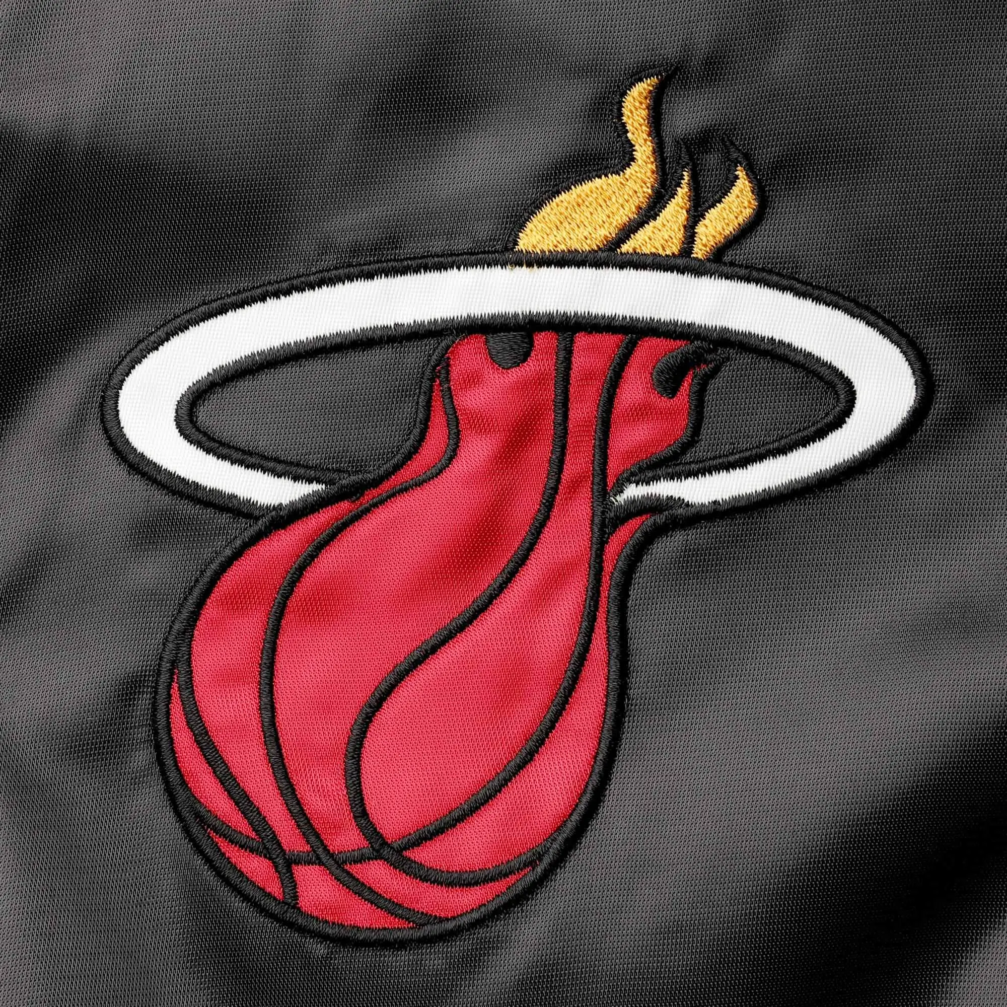 Miami heat starter the enforcer full snap black red satin varsity jacket 3