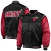 Miami heat starter the enforcer full snap black red satin varsity jacket 4