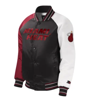 Miami heat starter youth raglan full snap multi colored varsity jacket 1