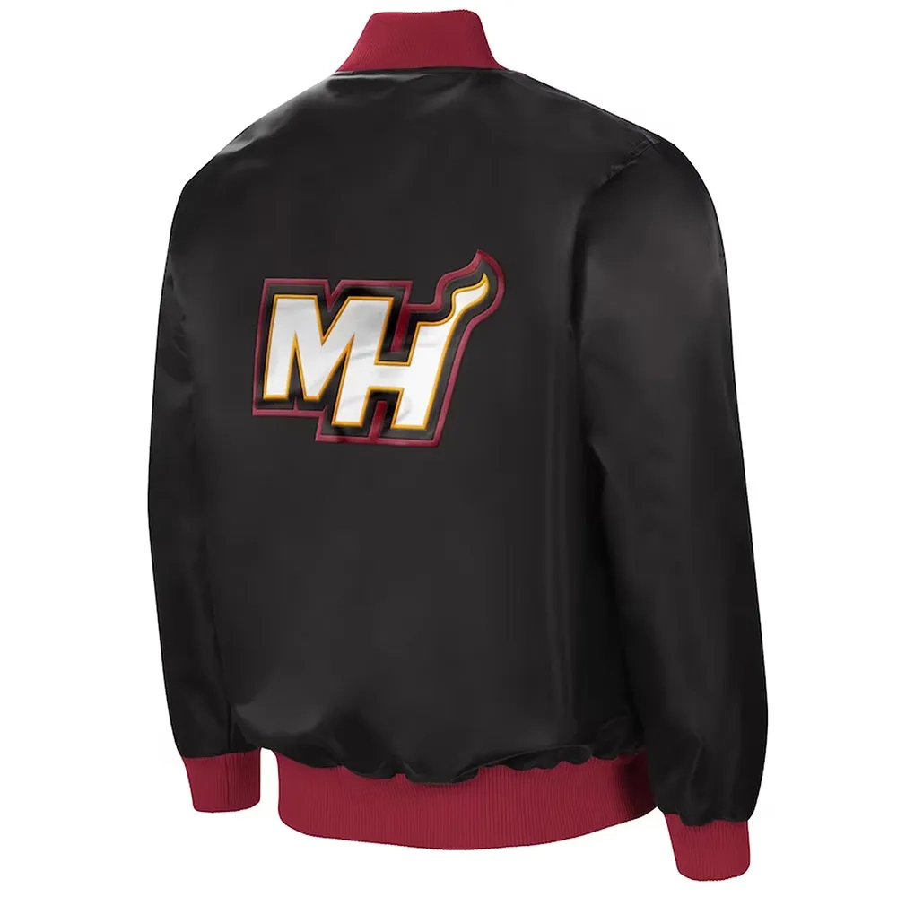 Miami heat the ambassador satin varsity jacket black 1