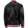 Miami heat throwback wordmark full snap raglan black satin varsity jacket 2