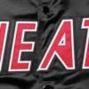 Miami heat throwback wordmark full snap raglan black satin varsity jacket 3